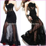 Black Evening Dress Sheer Lace Party Cocktail Prom Gowns E52754