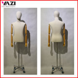 Fabric Wrapped Male Torso Mannequin with Wooden Arm