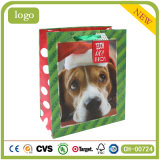 Christmas Green Bag Cute Doggie Patten Gift Paper Bag.
