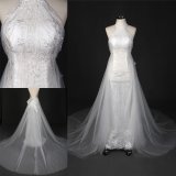 Halter High Neck Beading A-Line Removeable Long Train Bridal Gown