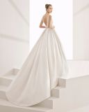 Elegant Open Back V Neck Satin with Pocket Ball Gown Bridal Wedding Dress