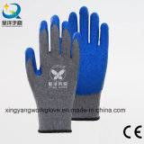 Gray Cotton Liner Blue Latex Coated Safety Working Gloves (L008)