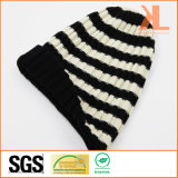 100% Acrylic Fashion Sports Reversible Beanie Striped Knitted Hat