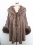 Female Fashion Chunky Acrylic Knitted Faux Fur Shawl (YKY4429)