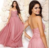 Blush Pink Prom Party Gowns A-Line Chiffon Wedding Evening Dresses E14728