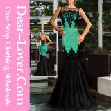 Green Sequin Applique Evening Party Mermaid Dress