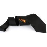 Classic Black Custom Made Logo Silk Tie School Uniform Logo Necktie