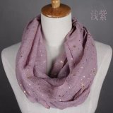 Lady Fashion Gloden Stamping Cotton Voile Infinity Scarf (YKY1089-6)