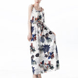 Fashion Women Leisure Casual Chiffon Flower Printed Slip Dress