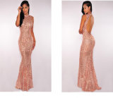 Women Lace Sequined Long Evening Party Dresses Cocktail Evening Dress Women Gown