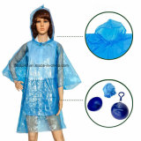 Disposable Raincoat Ball Poncho with Keychain PE Raincoat in Ball with Keyring in Guangzhou