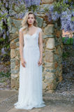 Cap Sleeves Wedding Dresses Beaded Bohemian Bridal Gowns Ld1515