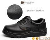 Black Leather Steel Toe Safety Shoes with Rubber Sole Men