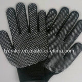 Black String Gloves with PVC Dotted Palm