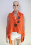 Women Fashion Coconut Button Acrylic Knitted Shawl Vest (YKY4425-1)