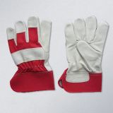 Pig Grain Leather Red Cotton Fabric Full Palm Leather Working Glove (3510)