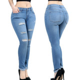 New Women Fashion Skinny Stretch Denim Ripped Jeans
