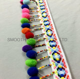 Fashion Multicolor Beaded Pompom Lace Jacquard Tape Garment Decoration Trims