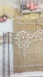 Factory Stock Wholesale 18cm Width Bi-Color Embroidery Polyester Gold Thread Trimming Fancy Nylon Net Lace for Garments & Home Textiles & Curtains (BS031)