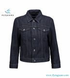 Dark-Blue Jacket for Women and Ladies with 100% Cotton Denim Snap Fastenings
