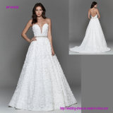 Floral Illusion Net Wedding Dress with Low Scooped Back