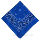 Promotional Custom Logo Printed Blue Cotton Paisley Headband Bandana