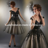 Black Tulle Lace Evening Gowns Short Bridal Party Prom Dress W1454
