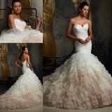 Mermaid Strapless Organza Mermaid Bridal Gowns Wedding Dress (5101)