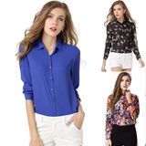 OEM Manufacturer Women High Quality Button-Front Chiffon Shirt