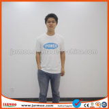 White Round Neck Cotton T Shirt with Silk Printing