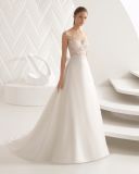 Cap Sleeve Sheer Lace Top Organza Wedding Dress Bridal Gown