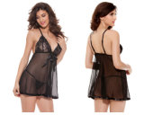 Factory Price Black Lace Trim Women Lingerie Erotic Sexy Babydoll