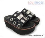 Women Lady Fashion Newest Black Platform Wedge Sandals with Bukle
