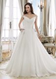 V-Neck Bridal Ball Gowns Organza Beaded Wedding Dress E13915