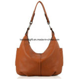Double Zipper Soft Hobo Style Cowhide Leather Purse Shoulder Handbag