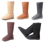 Classic Double Face Sheepskin Winter Tall Boots for Men and Women