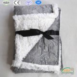 High Quality Grey Color Sherpa Blanket Customer Made Logo