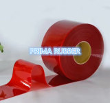 Flexible Soft PVC Strip Curtain Ribbed and Smooth Surface Red