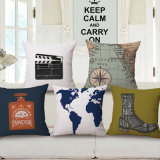 World Map Digital Printed Throw Pillow Cushion Cover Without Invisible Zipper (35C0206)