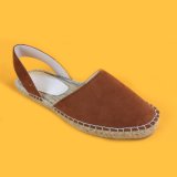 Women Brown Micro Suede UK Flats Sandals Espadrilles