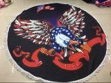 America Happy New Year Round Beach Towel Flag and Eagle