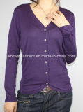 Women Knitted V Neck Cardigan with Buttons (12AW-249)