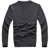 Custom Fashion Black V-Neck Plain Knited Sweater for Men