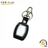 Customise Design Black Leather Key Tag with Dog Clip Ym1038