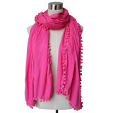 Lady Fashion Viscose Cotton Polyester Silk Knitted Shawl Scarf (YKY4375)