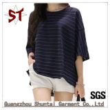 Wholesale Colorful Fashion Leisure Stripes Short Sleeve T-Shirt for Women