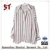 Wholesale Ladies Stripes Shirts Polo Collar Broad Blouse
