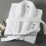 Super Comfortable Embroidered Logo Hotel White Coral Fleece Robe