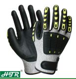 Nitrile Coated Cut Resistant Anti-Impact Work Gloves with Palm Padding