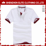 Breathable Mens Slim Fit White Polo Shirt with Red Collar (ELTMPJ-262)